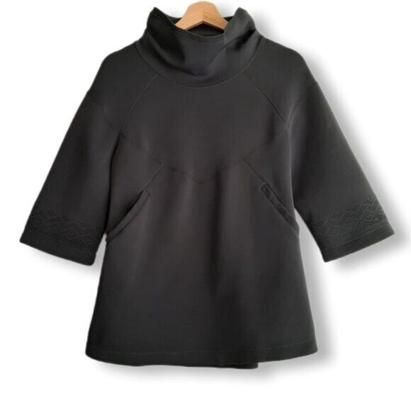 IVIVVA by Lululemon Black Pulse Jam Poncho Mock Neck Pullover Top Kids Sz 14 - Picture 1 of 14